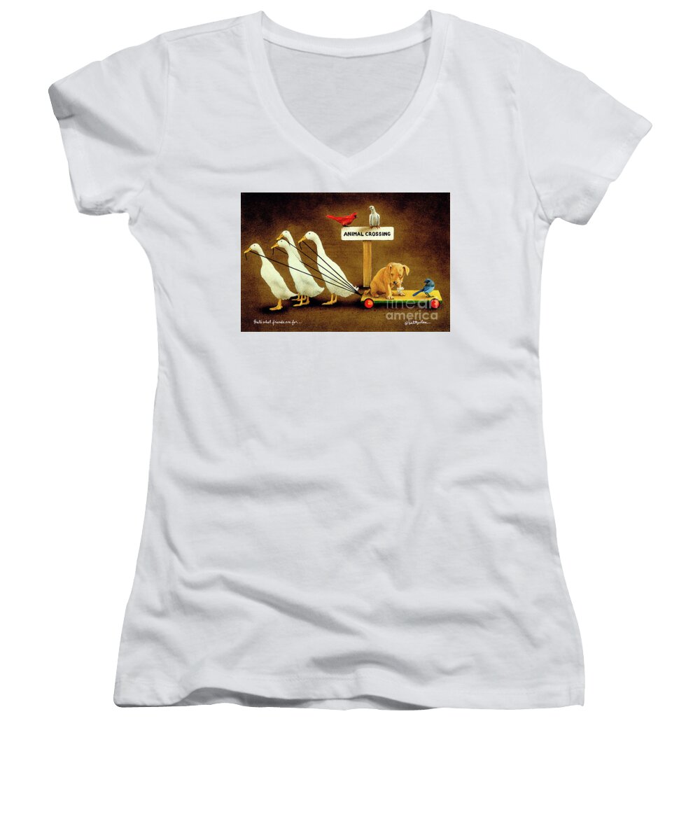 Ducks Women's V-Neck featuring the That's What Friends Are For... by Will Bullas