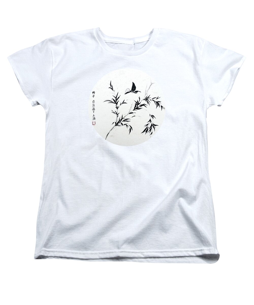 Bamboo Women's T-Shirt (Standard Fit) featuring the painting Breeze of Spring - round by Birgit Moldenhauer