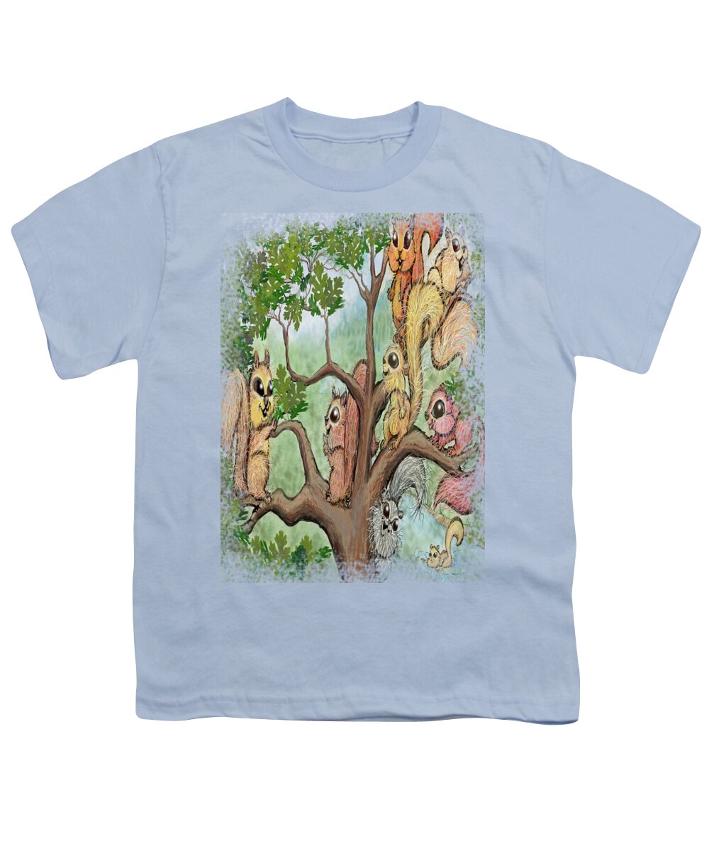 Squirrel Youth T-Shirt featuring the digital art Squirrels by Kevin Middleton