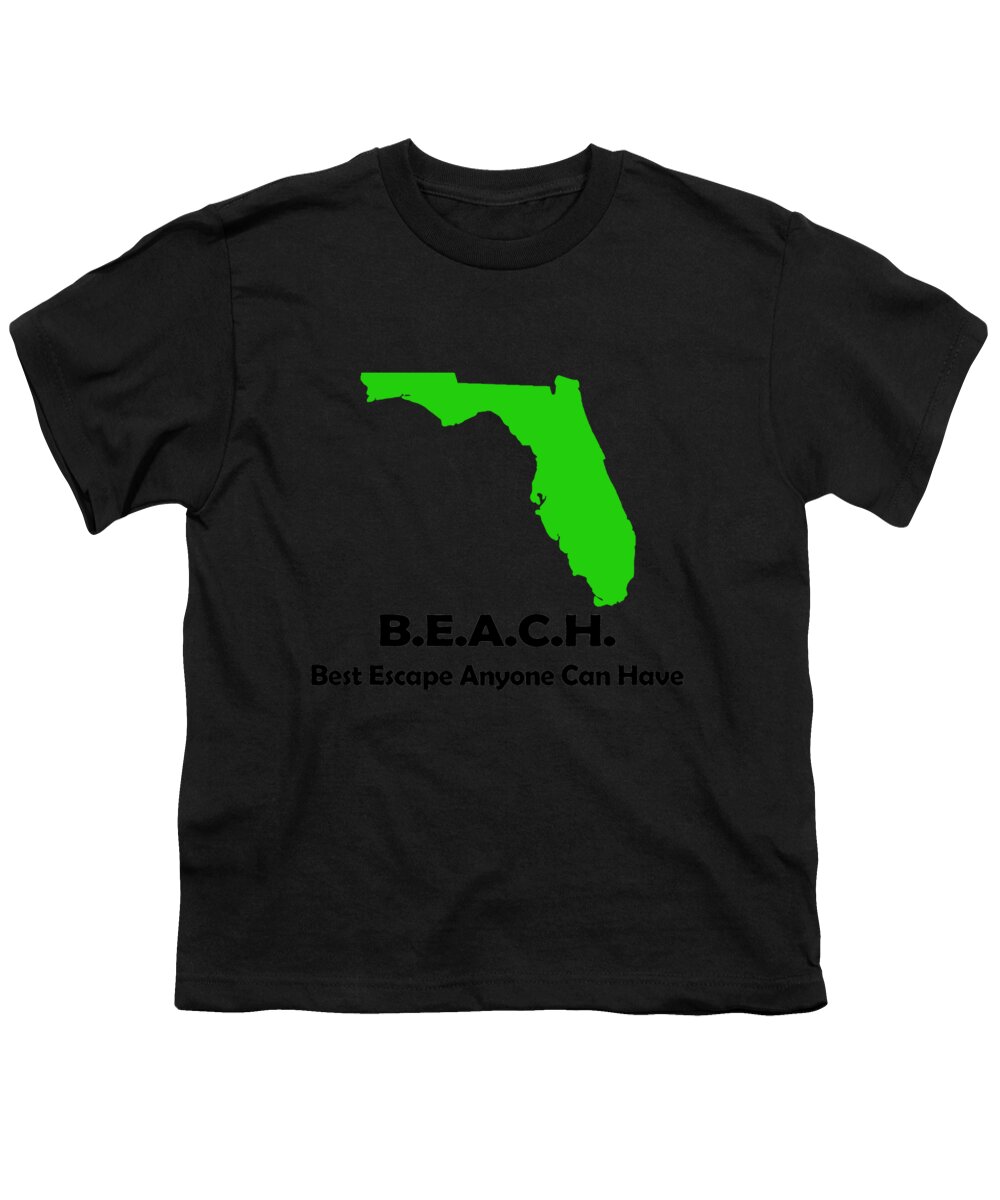 Florida Youth T-Shirt featuring the digital art FLA BEACH Best Escape Anyone Can Have by Jacob Zelazny