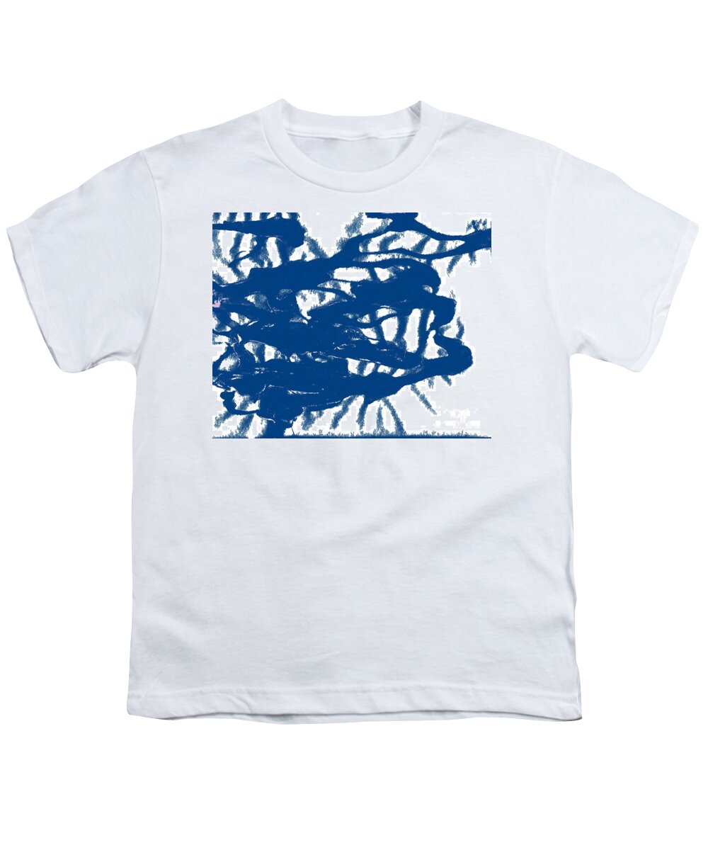 Coronavirus Youth T-Shirt featuring the painting Blue Sponged Splatter Abstract Art Painting by Joseph Baril