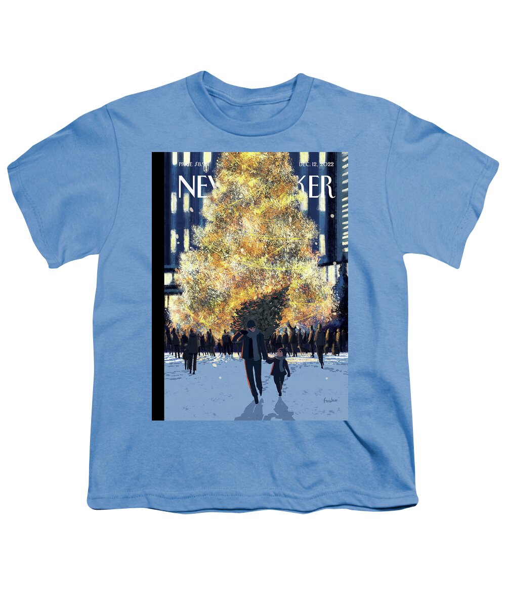 New York City Youth T-Shirt featuring the painting Evergreens by Matthieu Forichon
