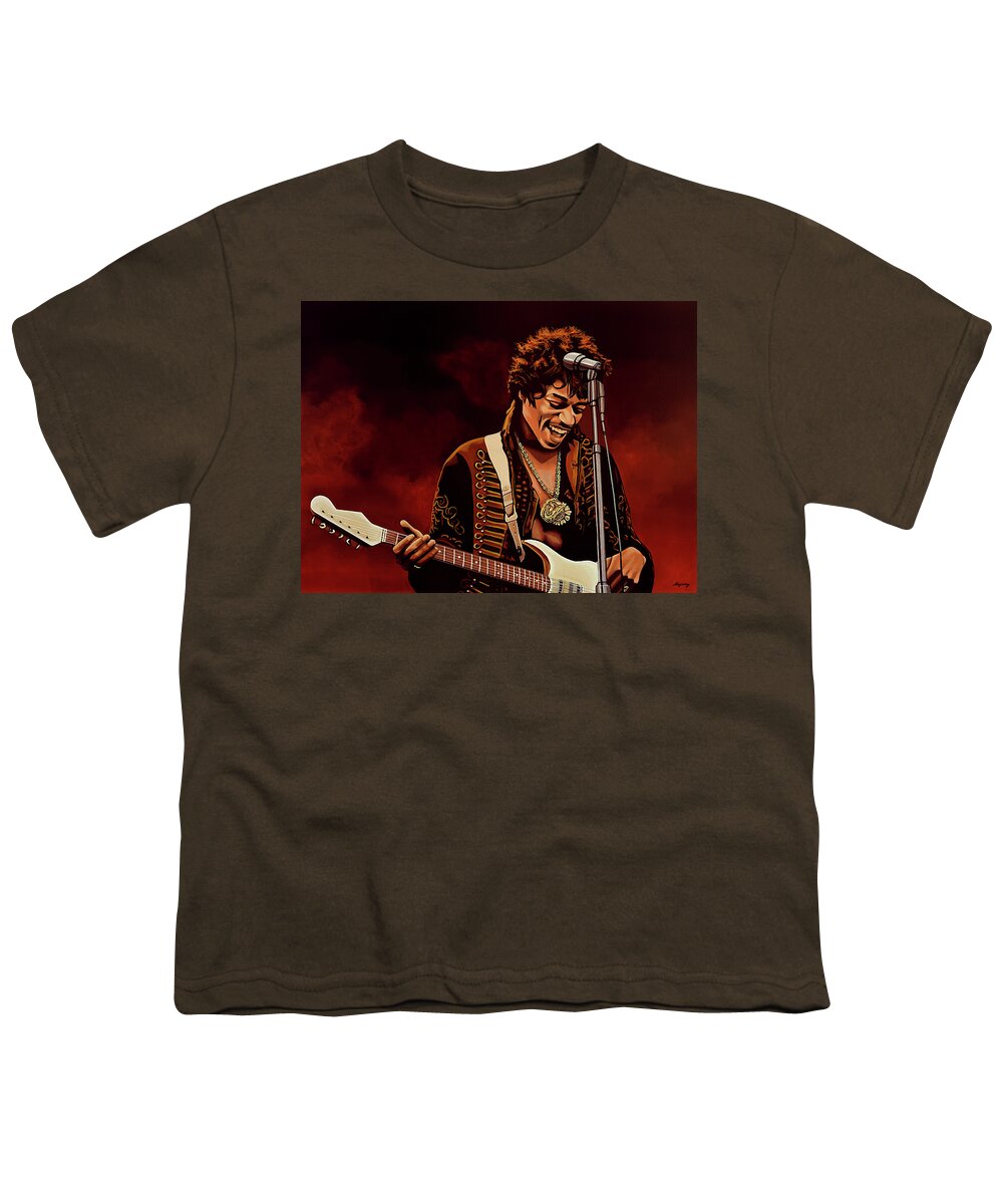 Jimi Hendrix Youth T-Shirt featuring the painting Jimi Hendrix Painting by Paul Meijering