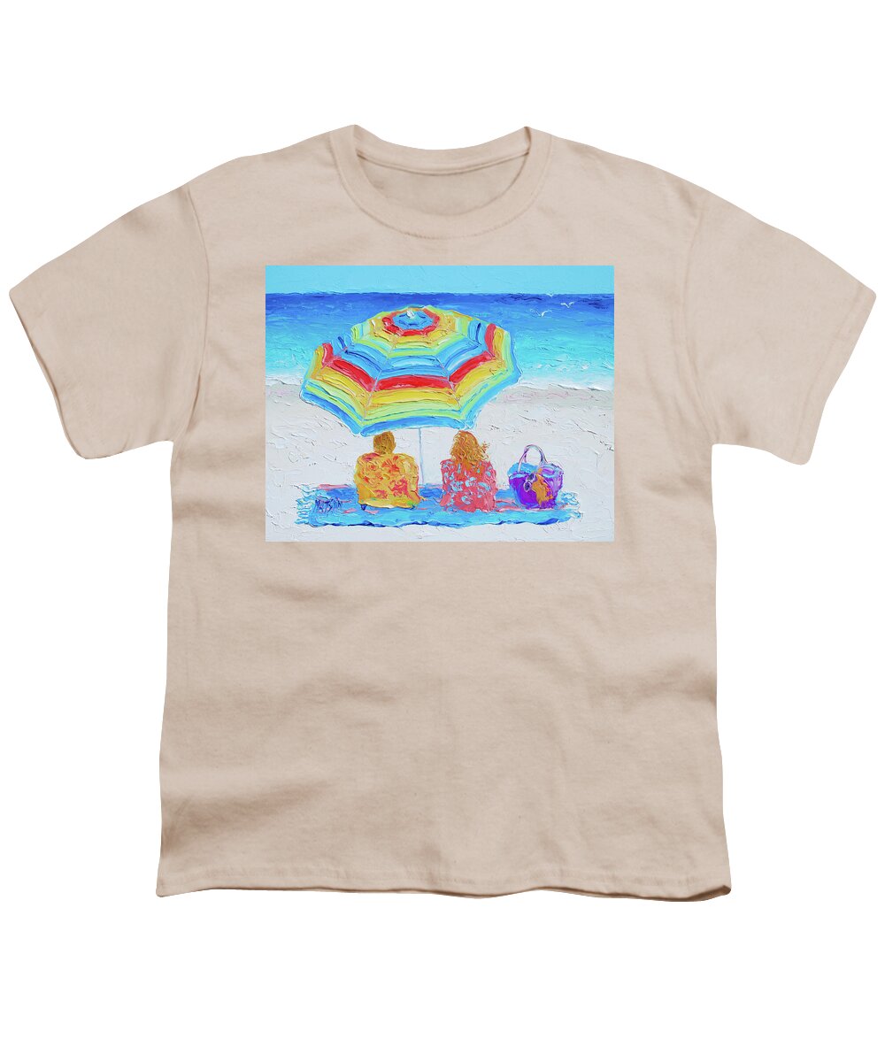 Beach Youth T-Shirt featuring the painting Perfect Day, summer beach scene by Jan Matson