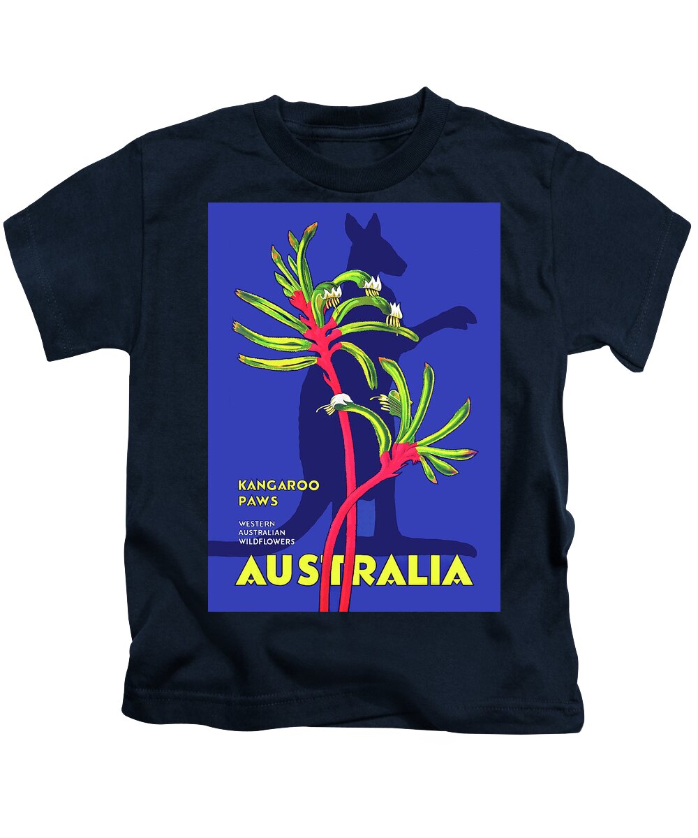 Australia Kids T-Shirt featuring the painting Australia, Kangaroo Paws by Long Shot