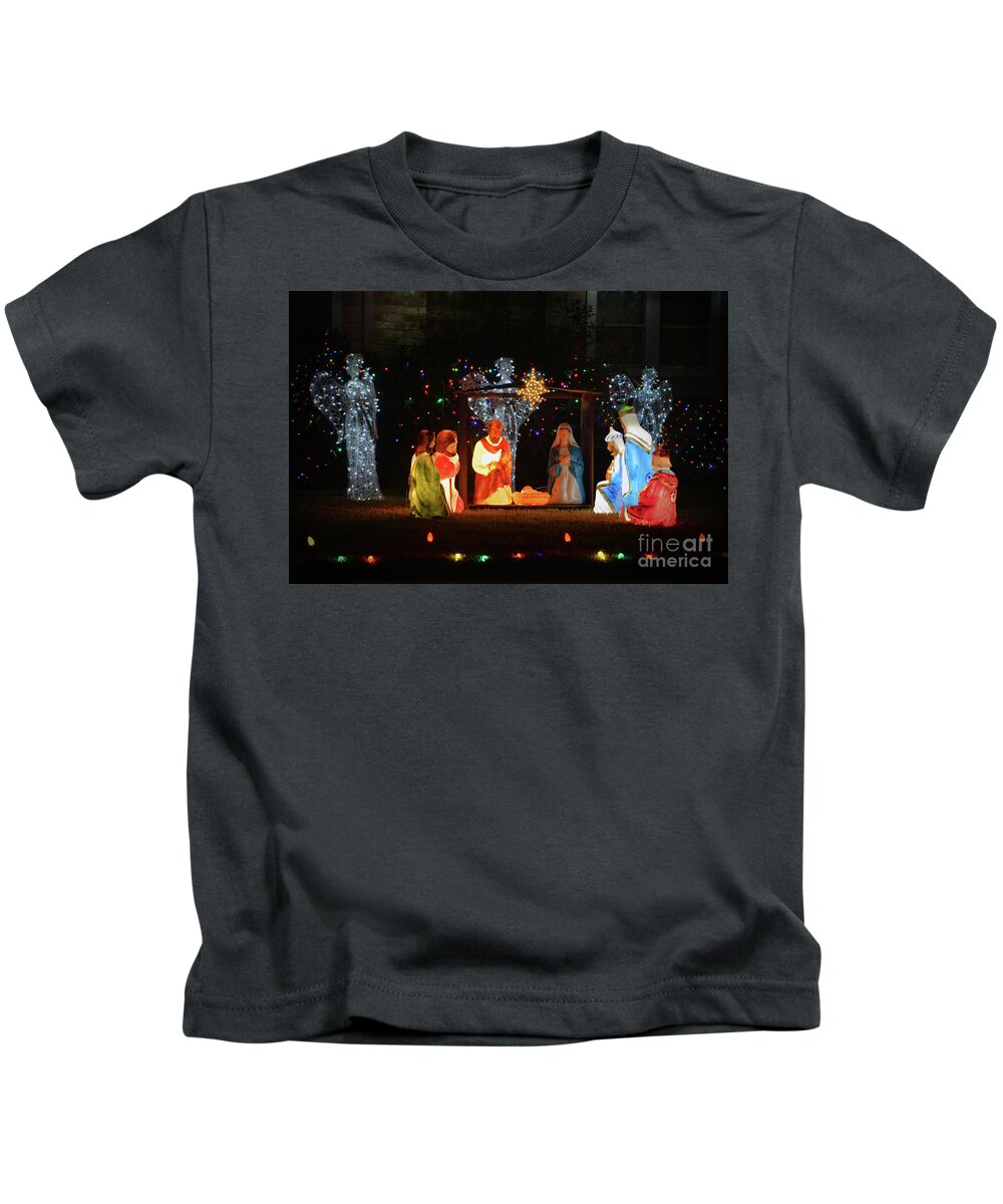 Nativity Scene Kids T-Shirt featuring the photograph Nativity Scene by Savannah Gibbs