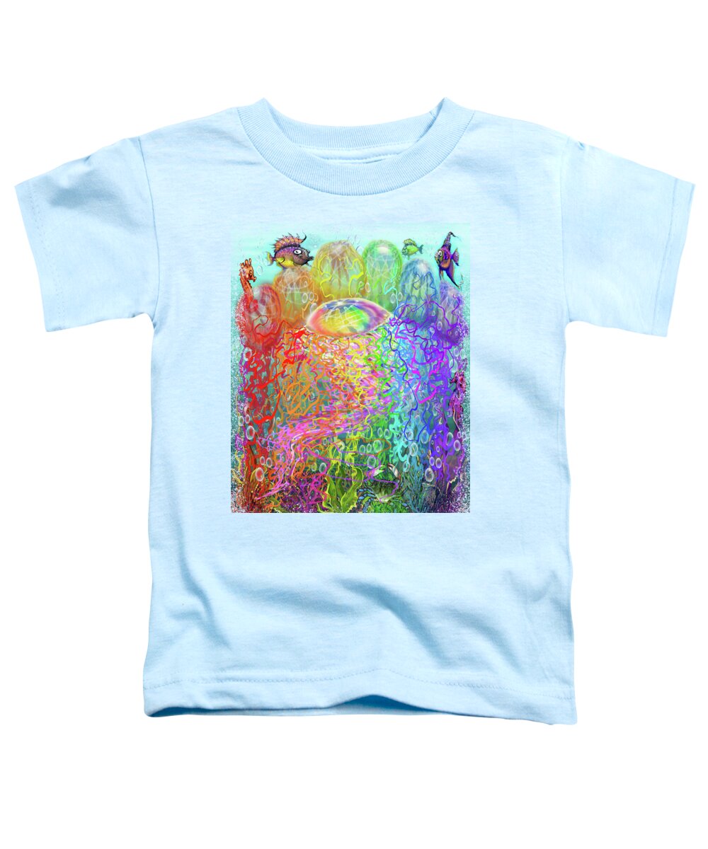 Rainbow Toddler T-Shirt featuring the digital art Rainbow Jellyfishes by Kevin Middleton