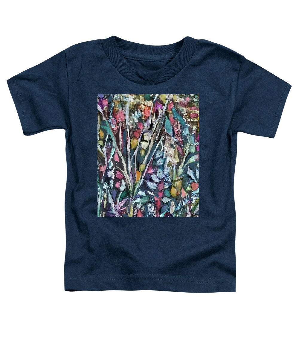 Garden Abstract Toddler T-Shirt featuring the mixed media Garden Pattern by Jean Batzell Fitzgerald
