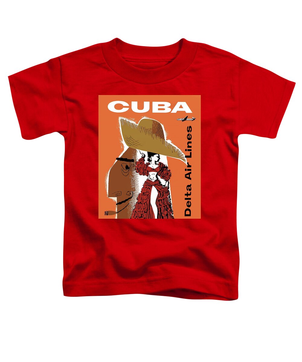 Poster Toddler T-Shirt featuring the photograph Cuba Dancer Delta Air Lines Vintage Travel Poster by Carlos Diaz