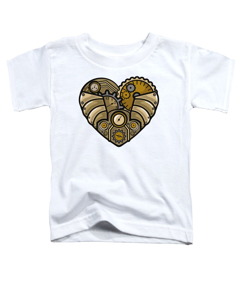 Steampunk Toddler T-Shirt featuring the digital art Steampunk Heart by Long Shot