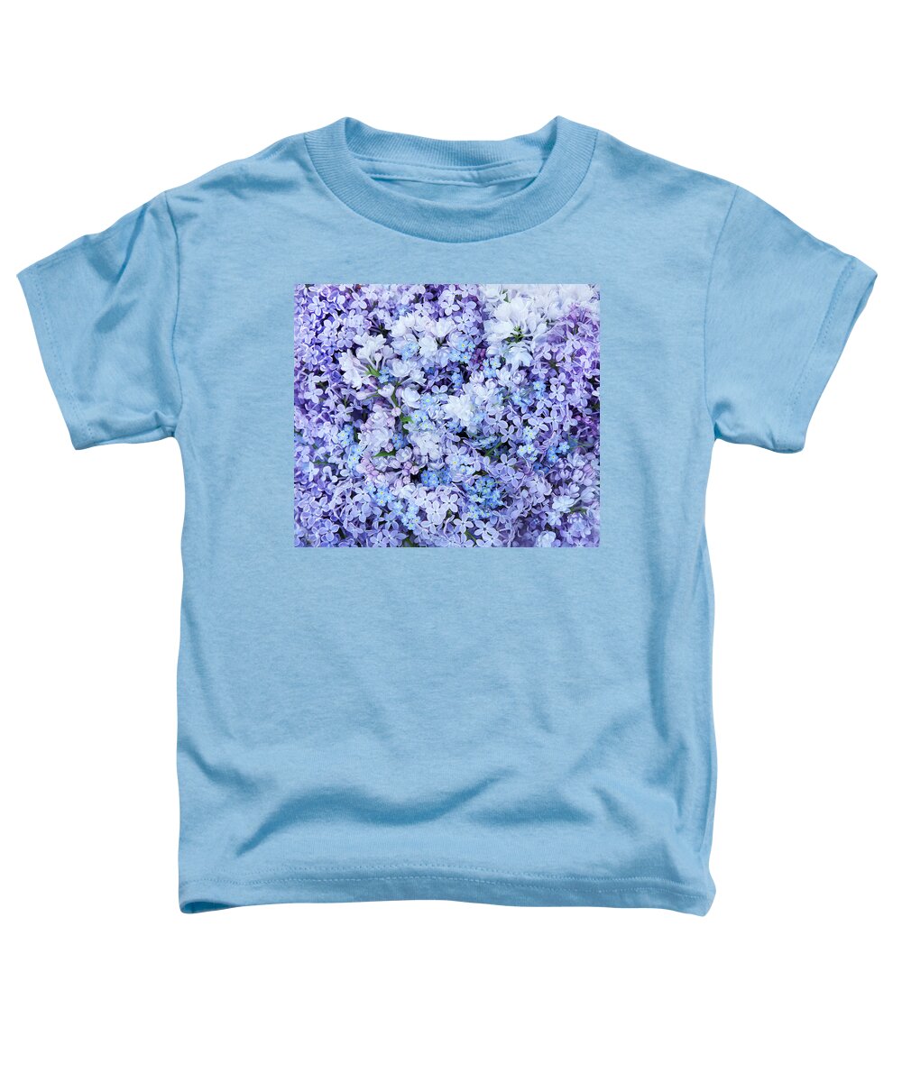 Face Mask Toddler T-Shirt featuring the photograph Lilacs And Forget Me Nots by Theresa Tahara