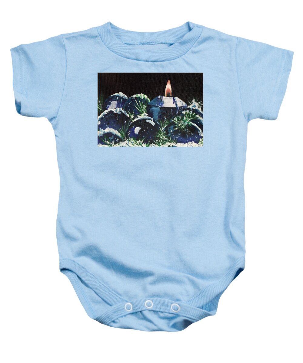 Christmas Baby Onesie featuring the painting Blue Christmas by Sharon Duguay