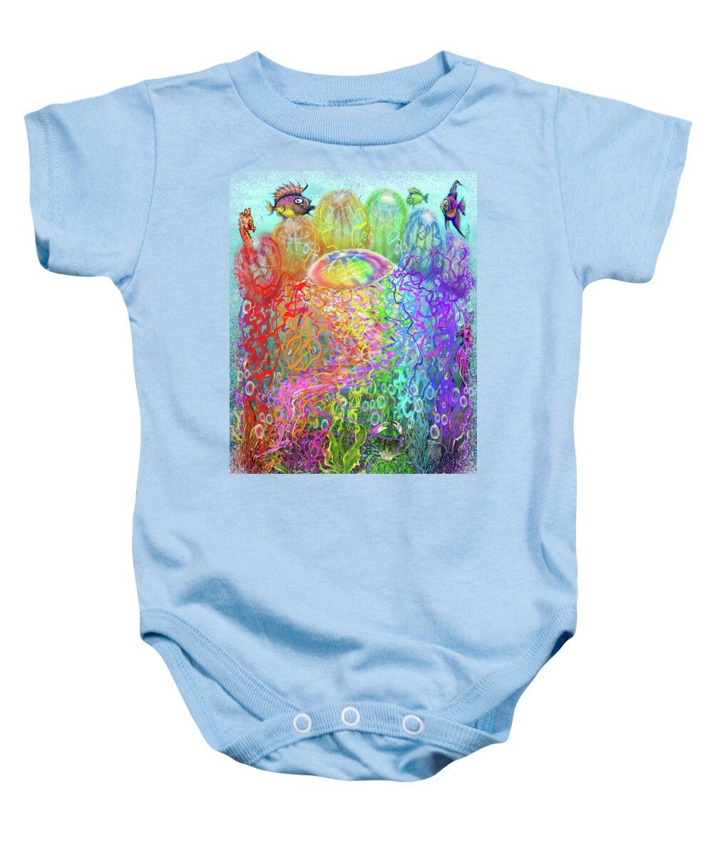 Rainbow Baby Onesie featuring the digital art Rainbow Jellyfishes by Kevin Middleton