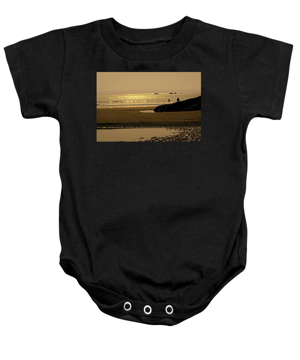 Beach Baby Onesie featuring the photograph Evening Ocean Silhouettes by David Desautel