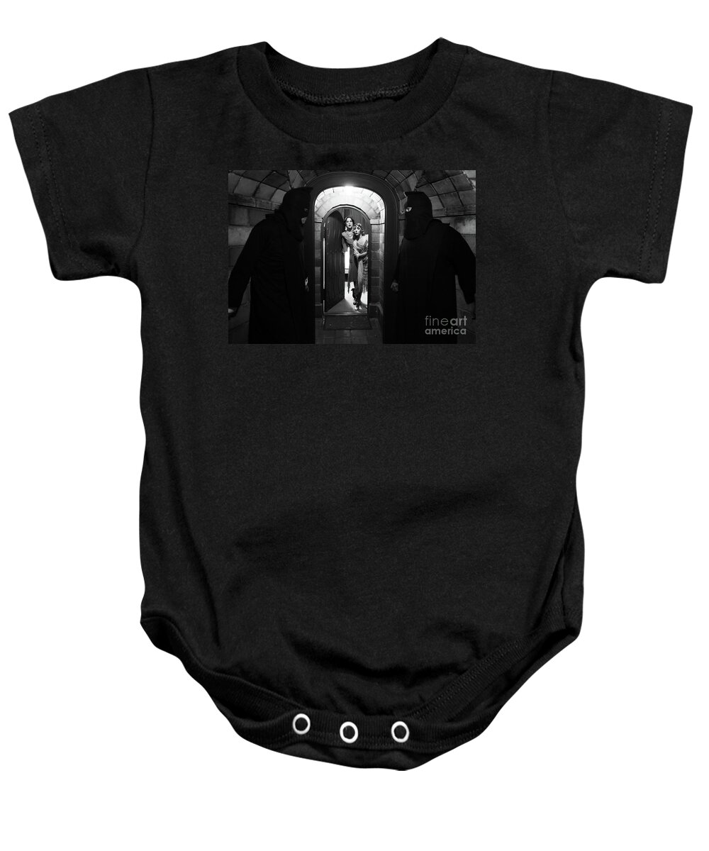 Mission Inn Baby Onesie featuring the photograph Shadow Bogey Men - Mission Inn - Craig Owens by Sad Hill - Bizarre Los Angeles Archive