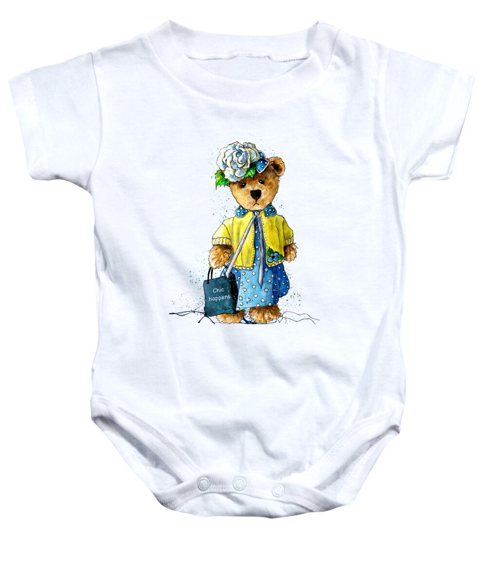 Bear Baby Onesie featuring the painting Chic Happens by Miki De Goodaboom