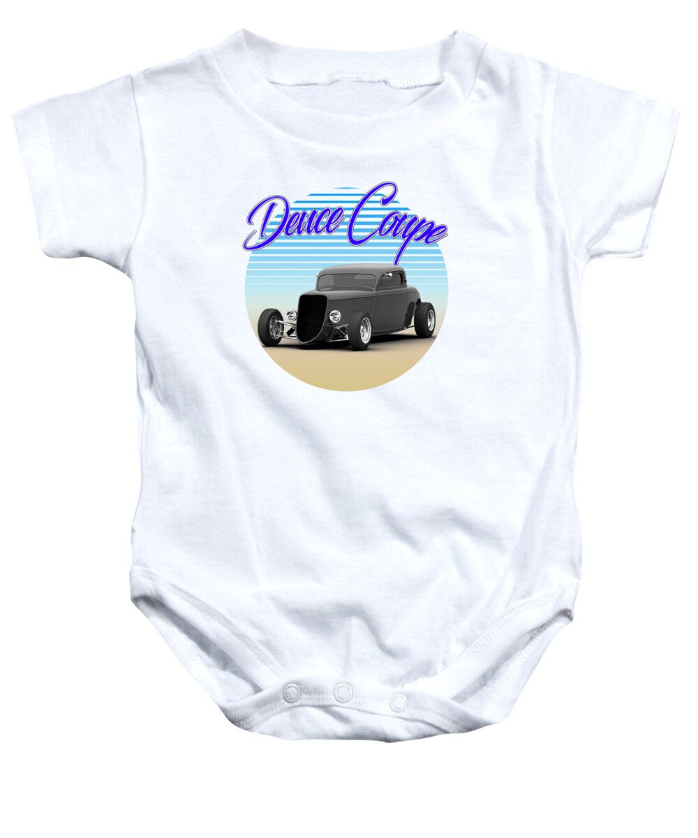 Hot Rod Baby Onesie featuring the digital art Deuce Coupe Hot Rod by Walter Herrit