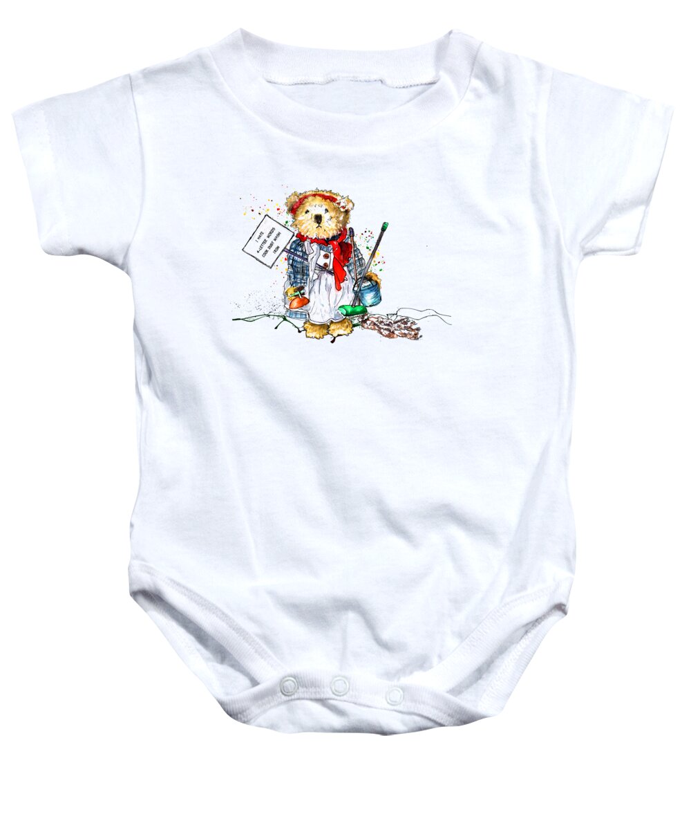 Bear Baby Onesie featuring the painting I Hate 4 Letter Words by Miki De Goodaboom