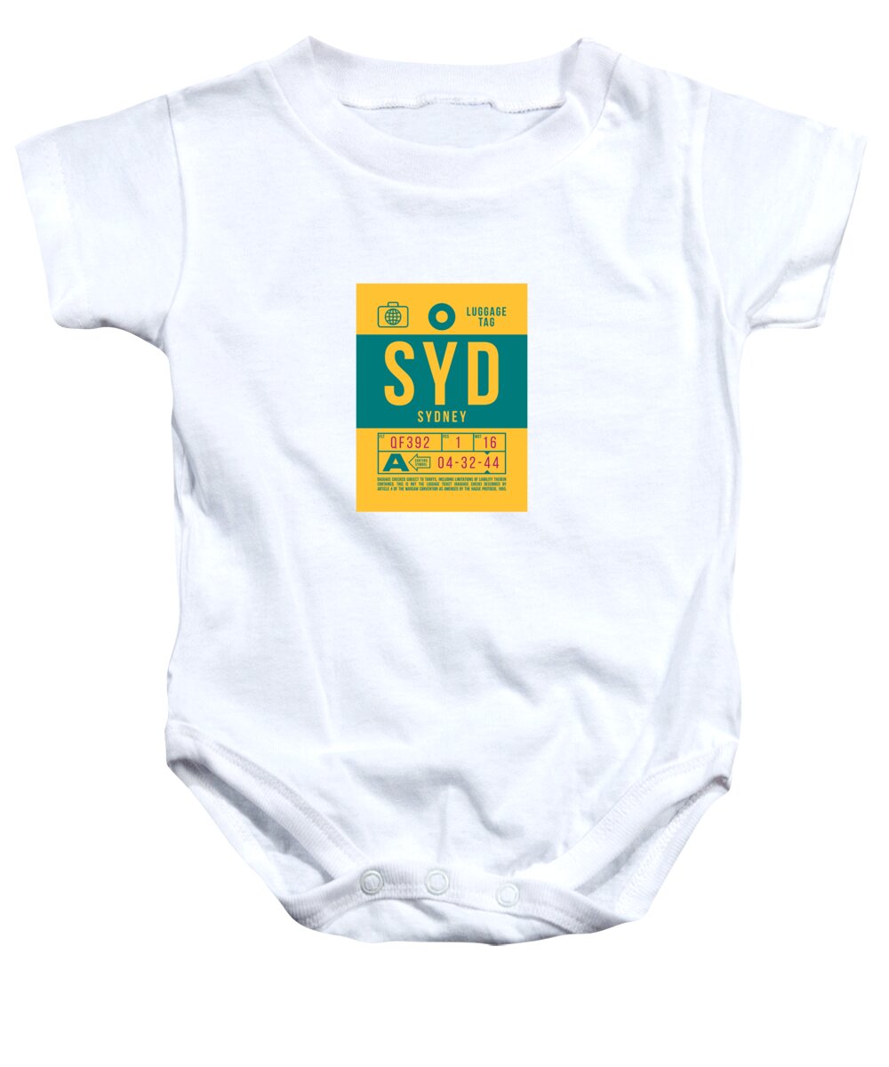 Airline Baby Onesie featuring the digital art Luggage Tag B - SYD Sydney Australia by Organic Synthesis