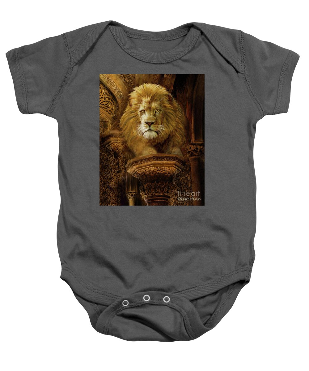 Lion Baby Onesie featuring the digital art King Eternal by Constance Woods