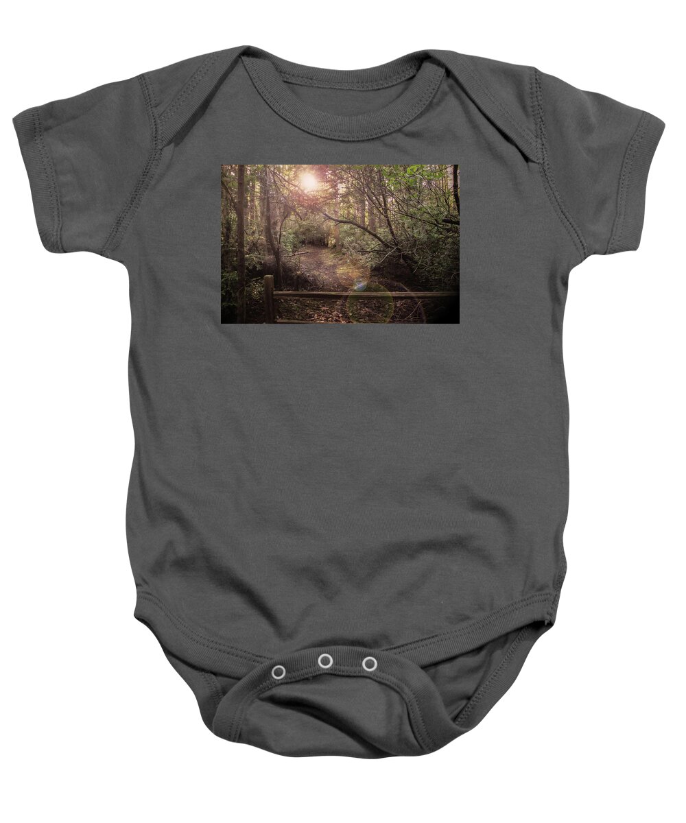 South Slough Estuary Baby Onesie featuring the photograph The Way to the Rabbit Hole by Sally Bauer