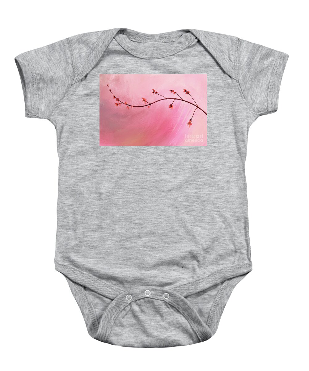 Abstract Baby Onesie featuring the photograph Abstract Maple Flower Branch by Anita Pollak