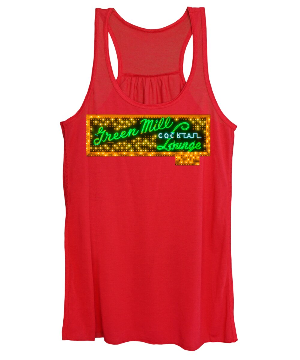Green Mill Women's Tank Top featuring the photograph Get Lit at the Green Mill by Enzwell Designs