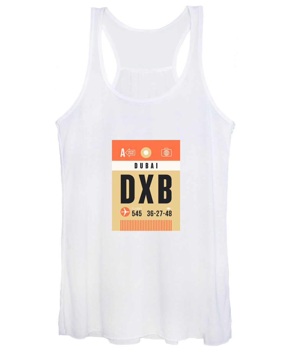 Airline Women's Tank Top featuring the digital art Luggage Tag A - DXB Dubai UAE by Organic Synthesis