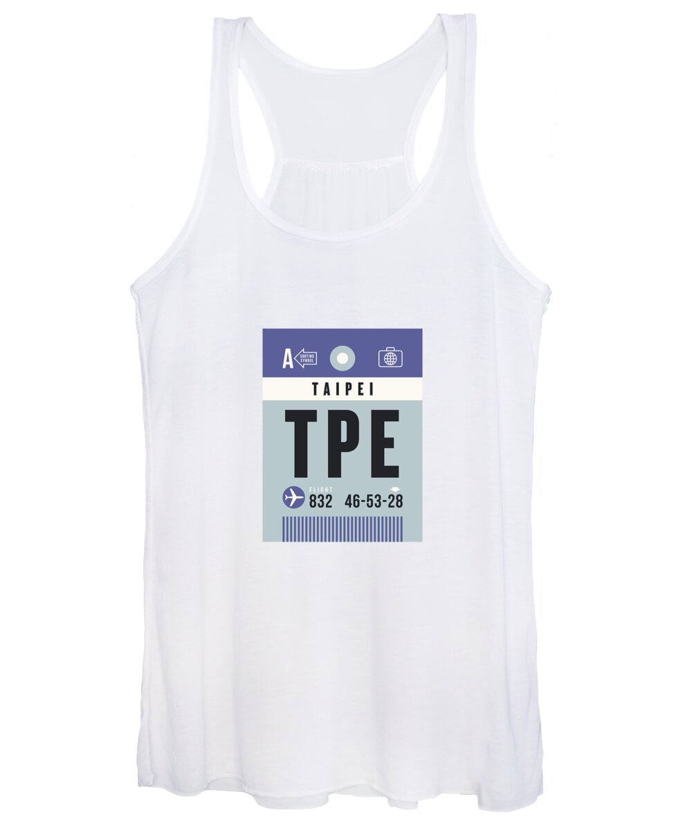 Airline Women's Tank Top featuring the digital art Luggage Tag A - TPE Taipei Taiwan by Organic Synthesis