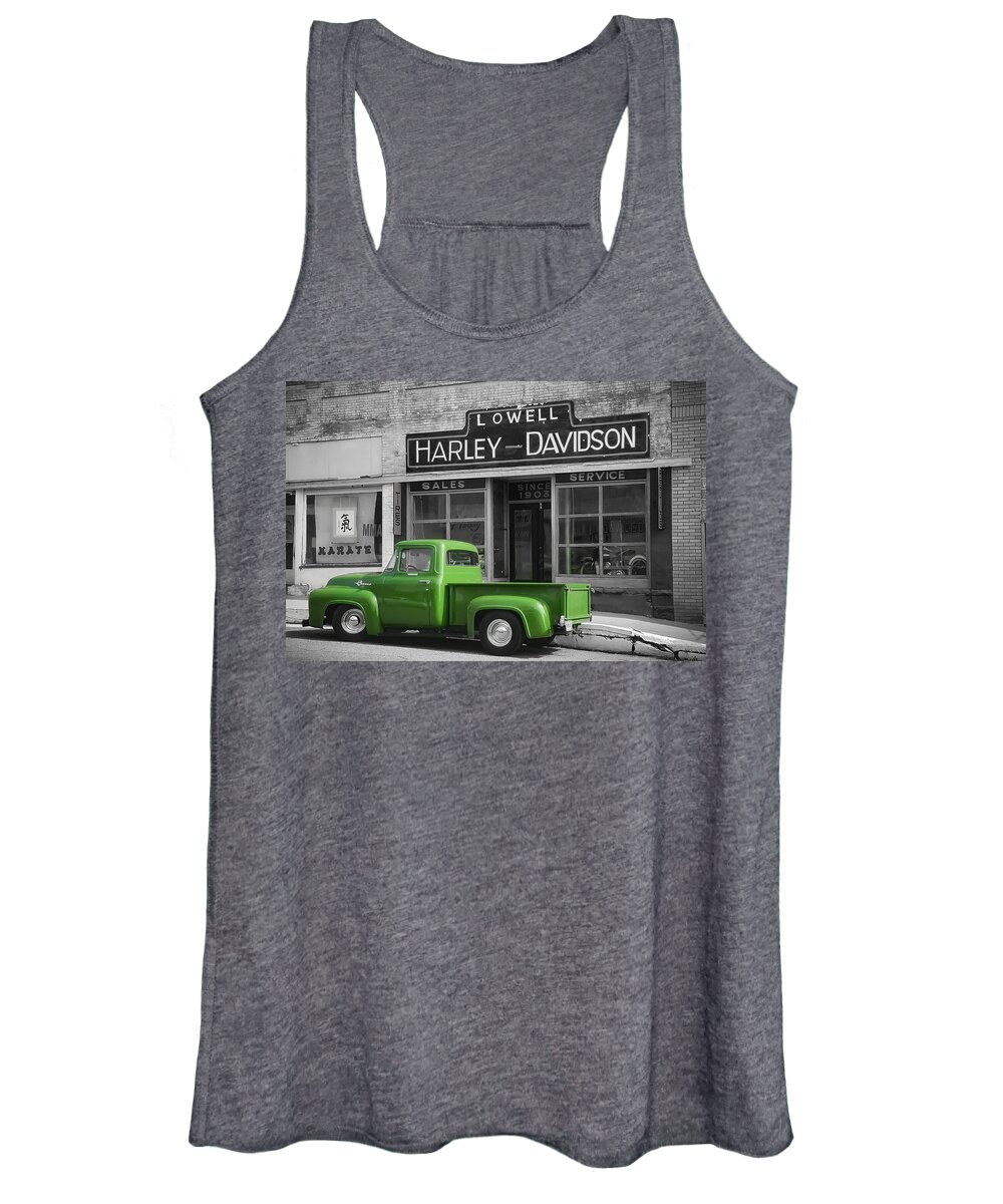 Ford Women's Tank Top featuring the photograph Ford Truck at Lowell Harley Davidson by Bonny Puckett