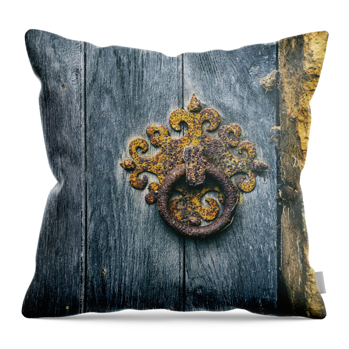 Old Gothic Church Door Handle Throw Pillow by Tim Gainey - Tim