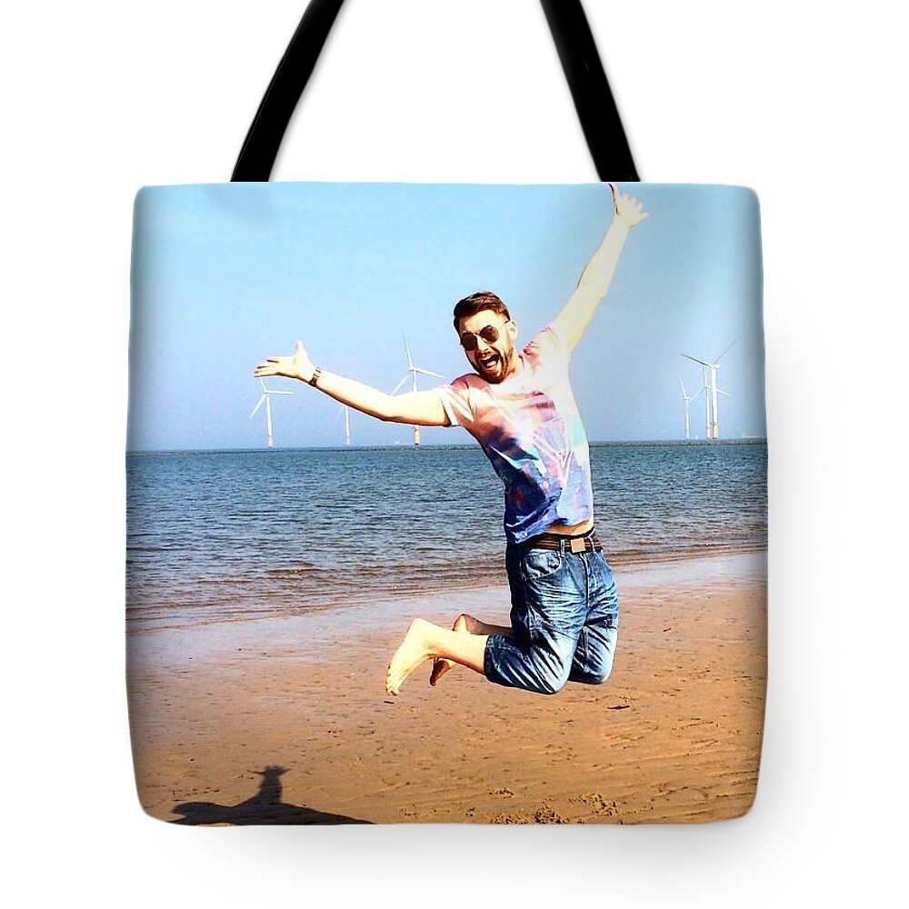 Redcar Tote Bag featuring the photograph Day At The Beach. Fun In The Sun! by Michael Comerford