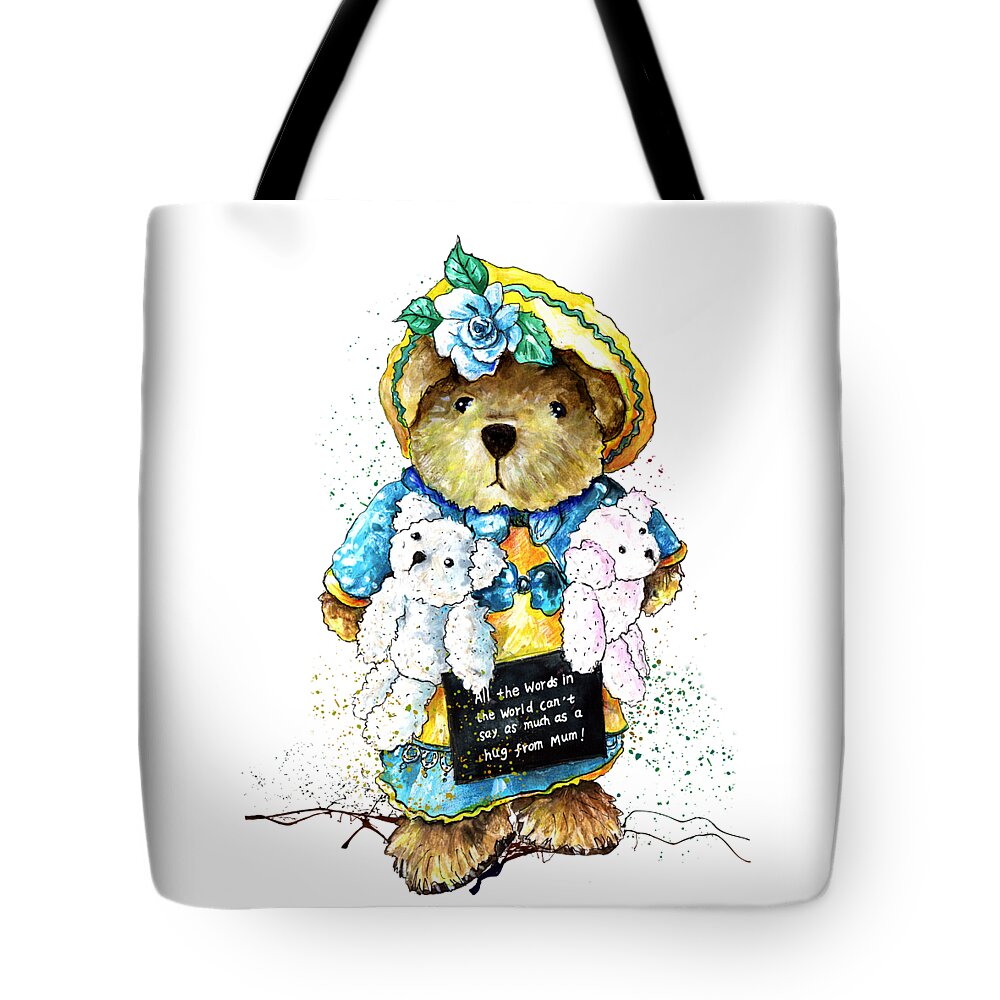Bear Tote Bag featuring the painting A Hug From Mum by Miki De Goodaboom