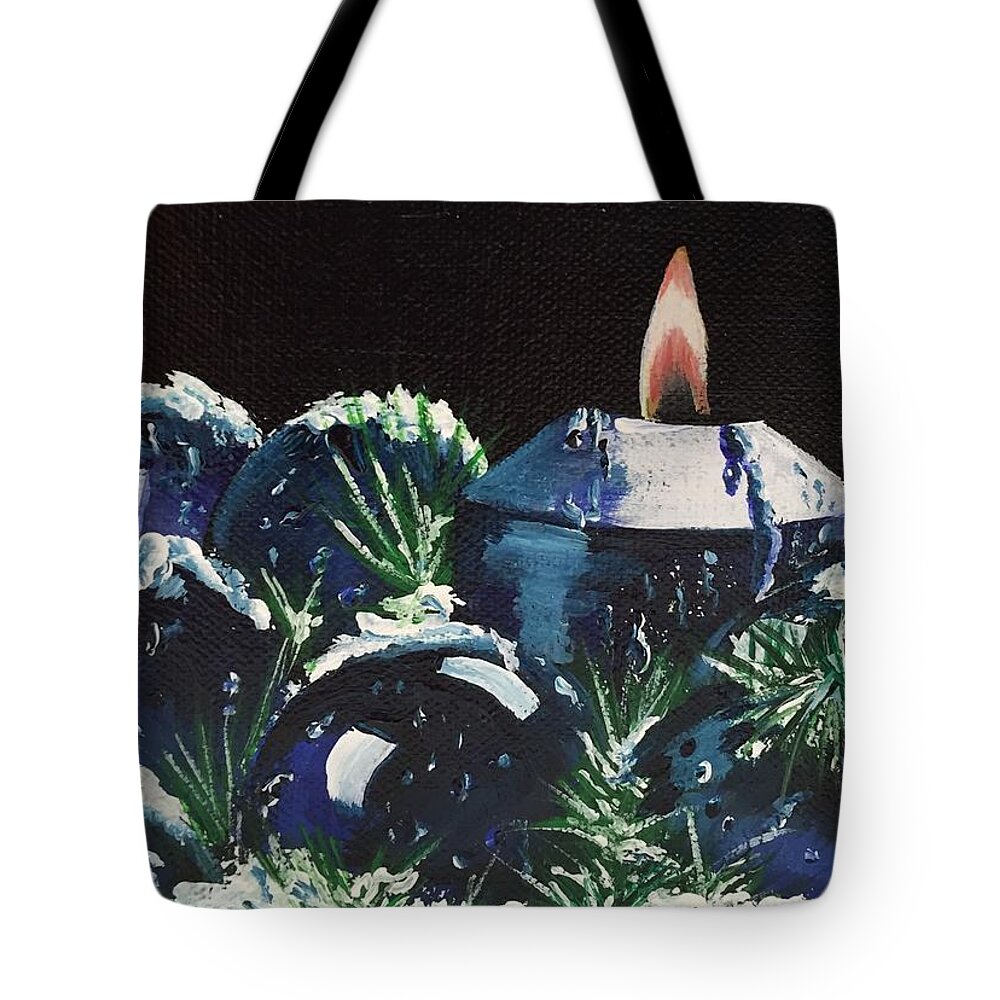 Christmas Tote Bag featuring the painting Blue Christmas by Sharon Duguay
