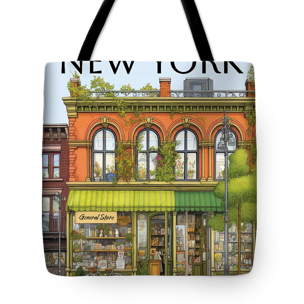 New Yorker Magazine Tote Bag featuring the painting General Store by Land of Dreams