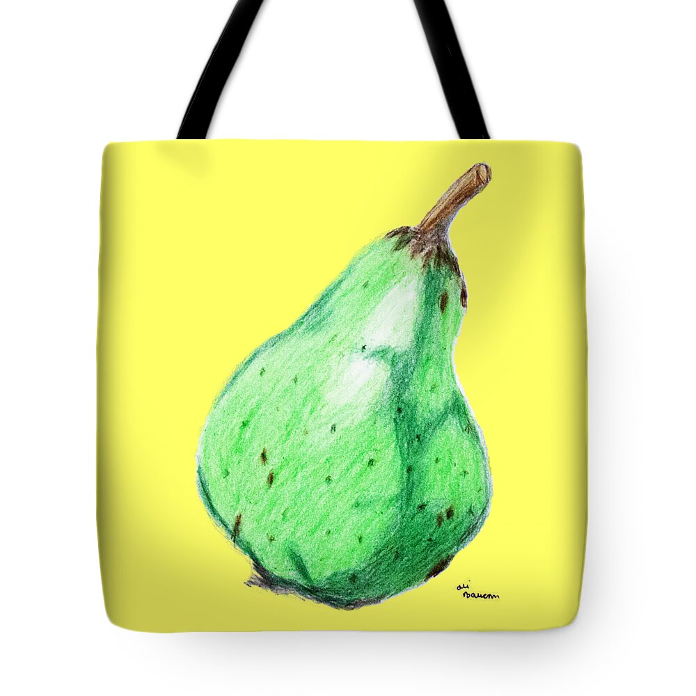 Green Tote Bag featuring the drawing Green Pear by Ali Baucom