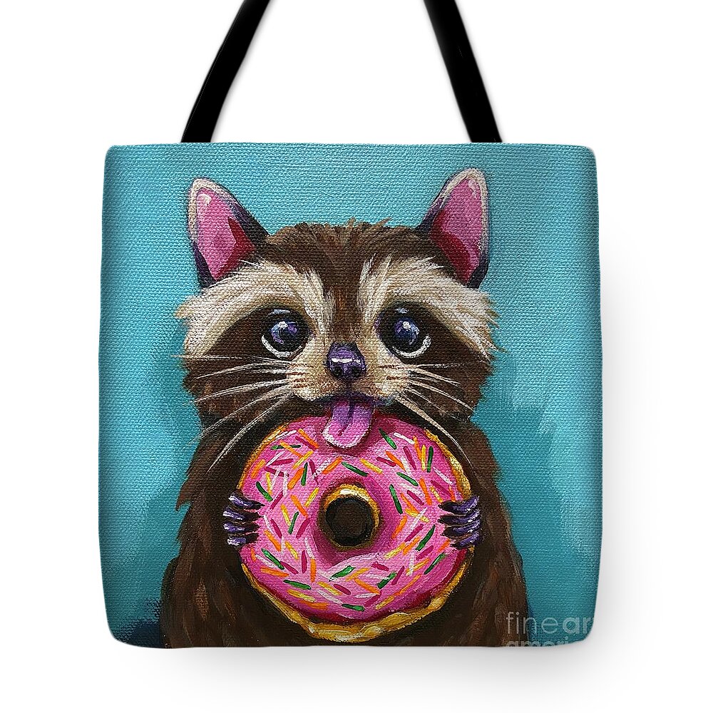 Raccoon Tote Bag featuring the painting Raccoon Breakfast by Lucia Stewart