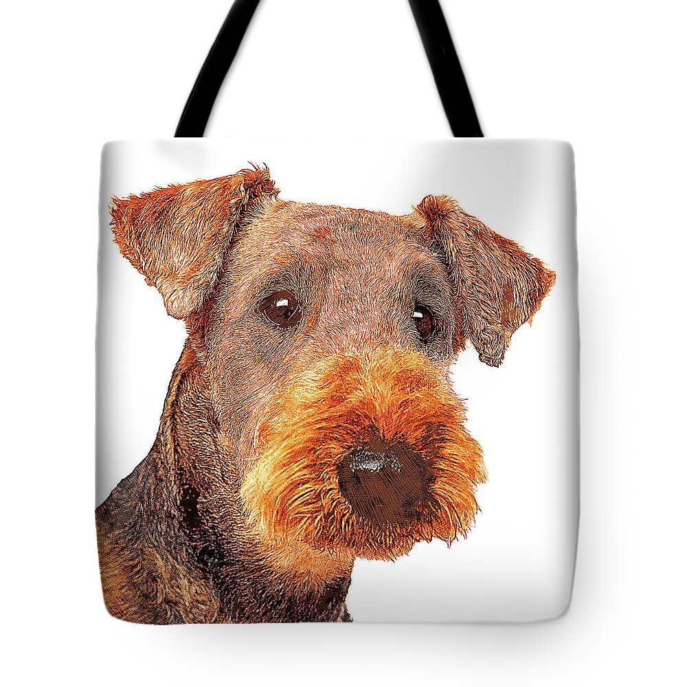 Airedale Tote Bag featuring the painting Totally Adorable, Airedale Terrier Dog by Custom Pet Portrait Art Studio