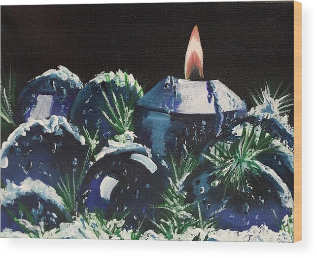 Christmas Wood Print featuring the painting Blue Christmas by Sharon Duguay