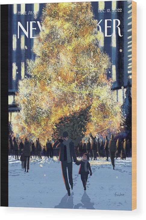 New York City Wood Print featuring the painting Evergreens by Matthieu Forichon