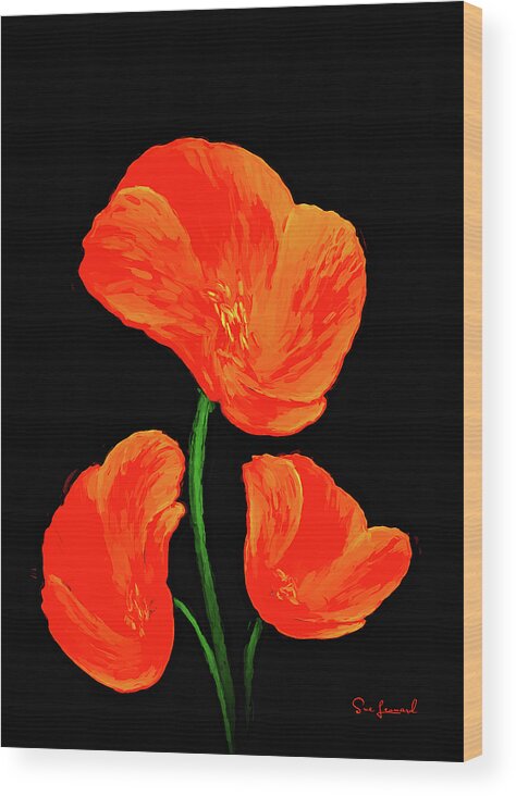 Botanical Wood Print featuring the photograph Poppy with texture by Sue Leonard