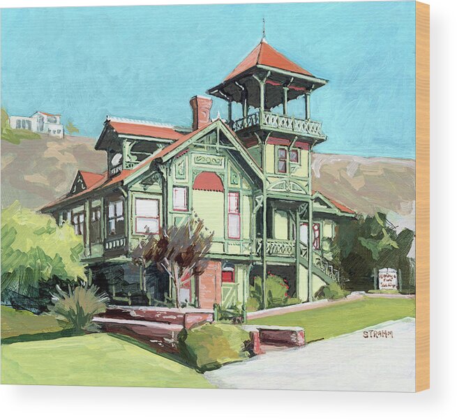 Victorian Wood Print featuring the painting Sherman-Gilbert House Heritage Park Old Town San Diego California by Paul Strahm