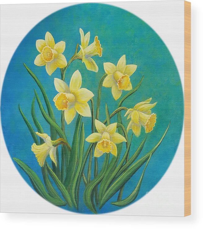  Wood Print featuring the painting Harbingers of Spring, Round Design by Sarah Irland