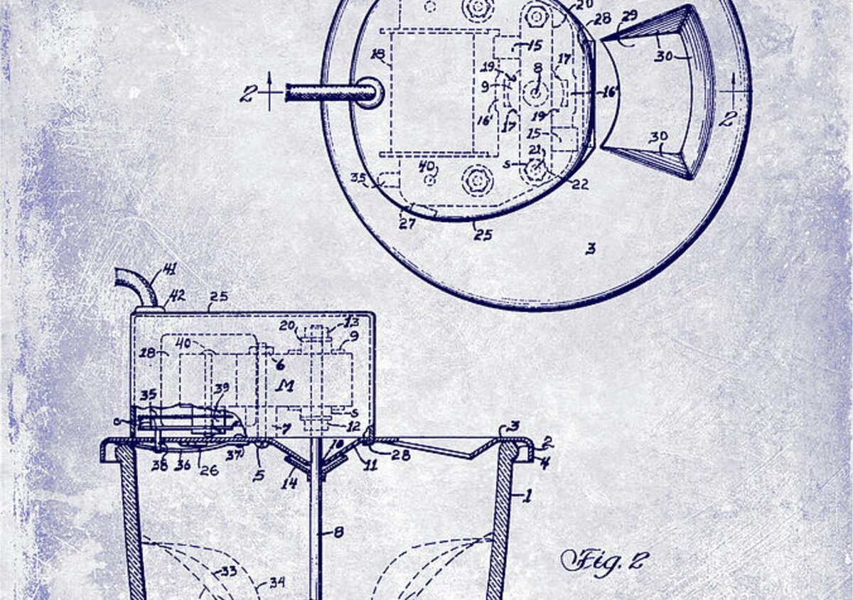 1933 Electric Cream Whipper Patent Blueprint Metal Print by Jon