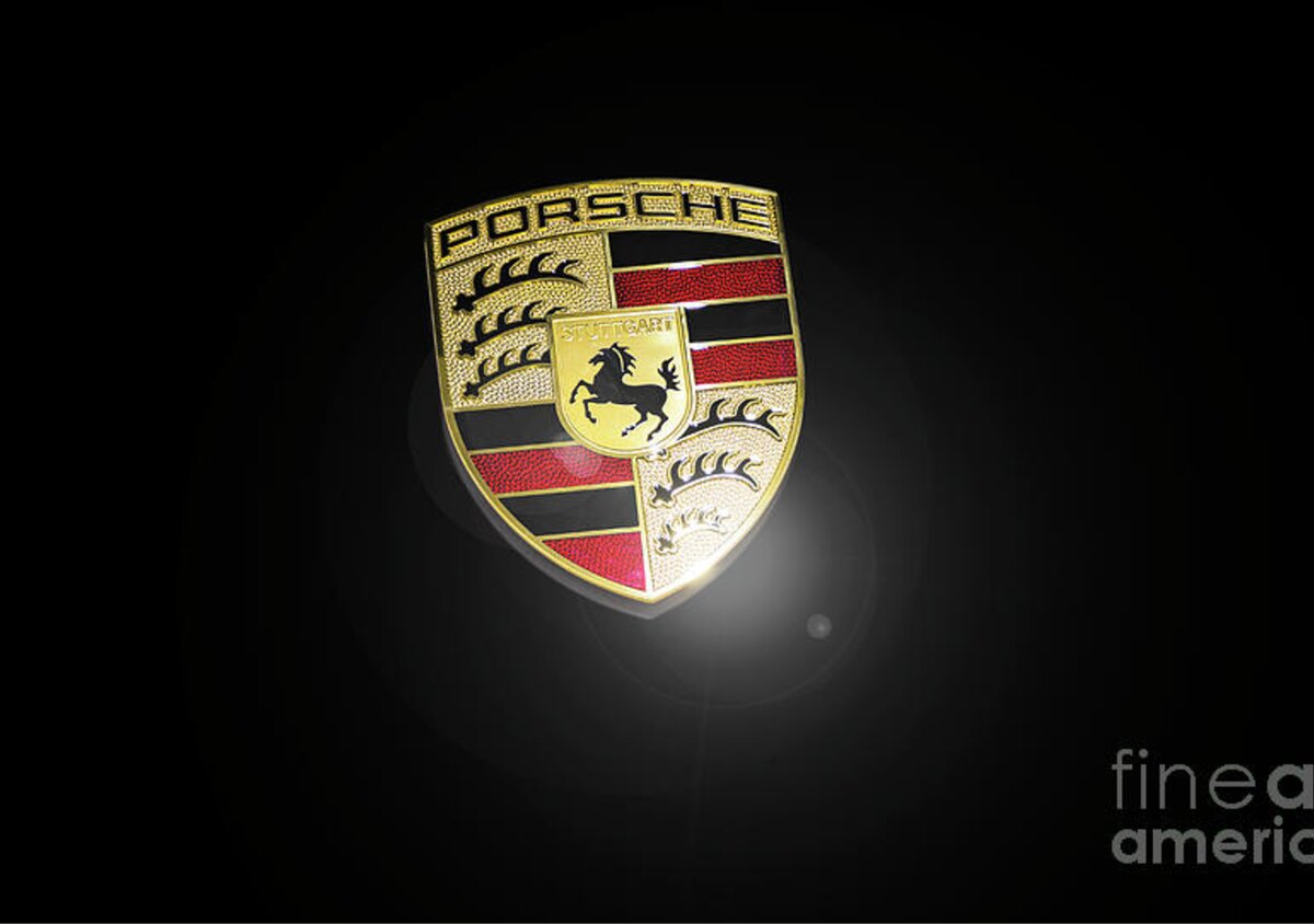 High Res Porsche Emblem Isolated BW Sticker