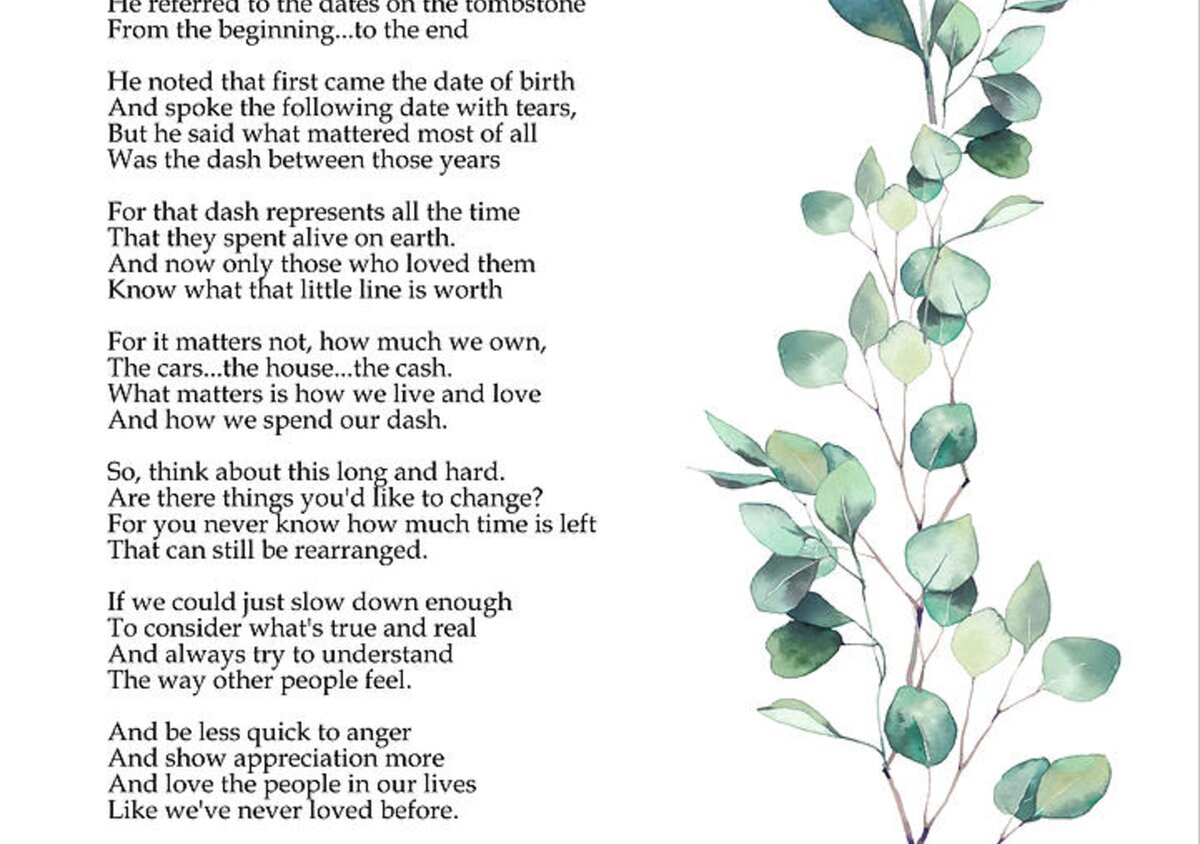 The Dash ~ a Poem by Linda Ellis - North Georgia Community Foundation