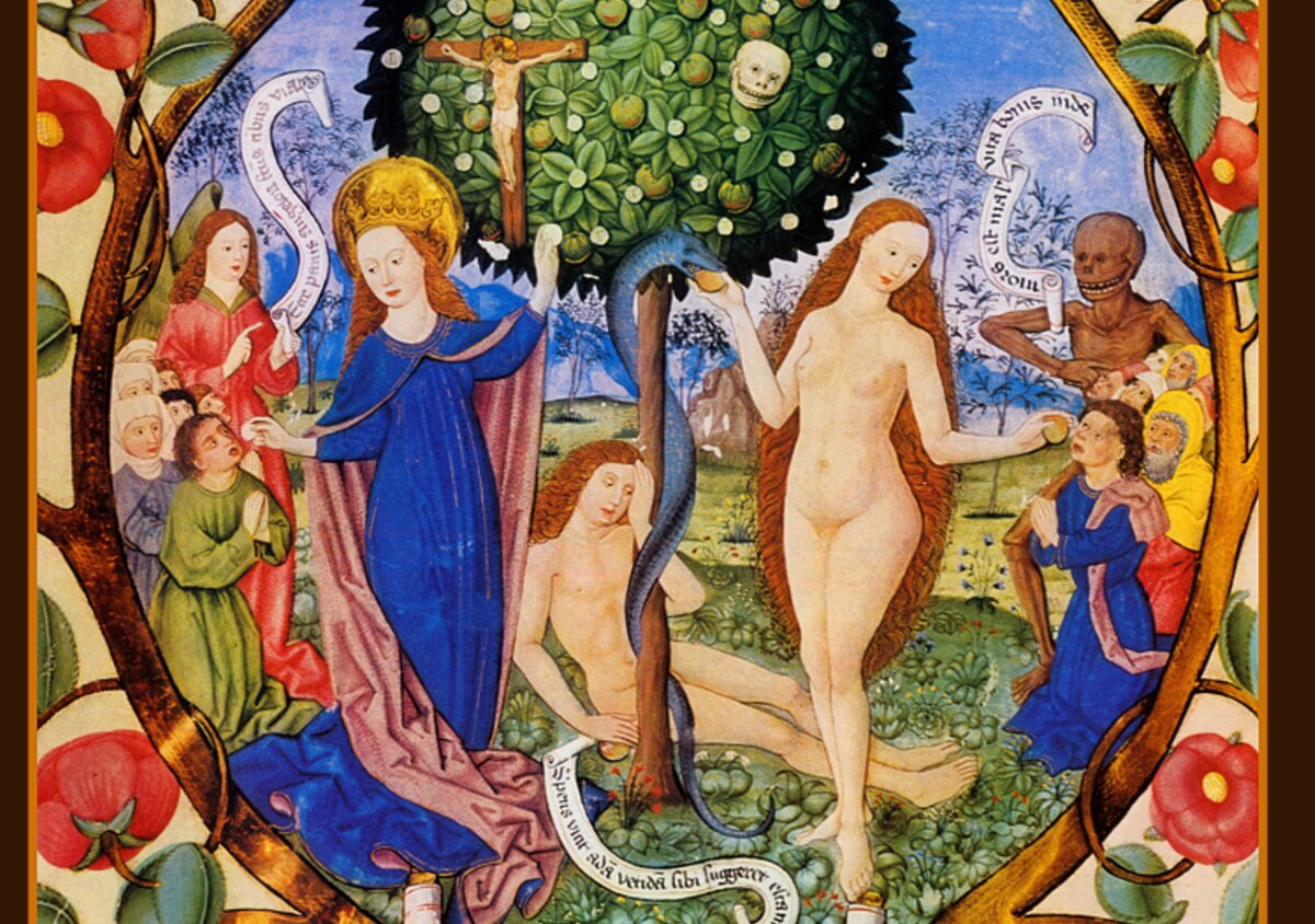 Tree of Life and Death Flanked by Eve and Mary-Ecclesia Painting