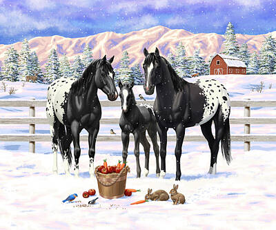 Designs Similar to Black Appaloosa Horses In Snow