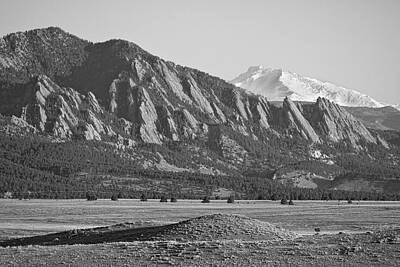 Abstract Works Royalty Free Images -  Colorado Rocky Mountains Flatirons with Snow Covered Twin Peaks Royalty-Free Image by James BO Insogna