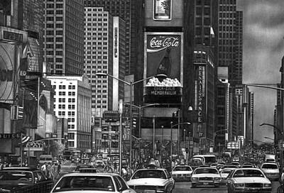 City Scenes Drawings -  Times Square by Jerry Winick